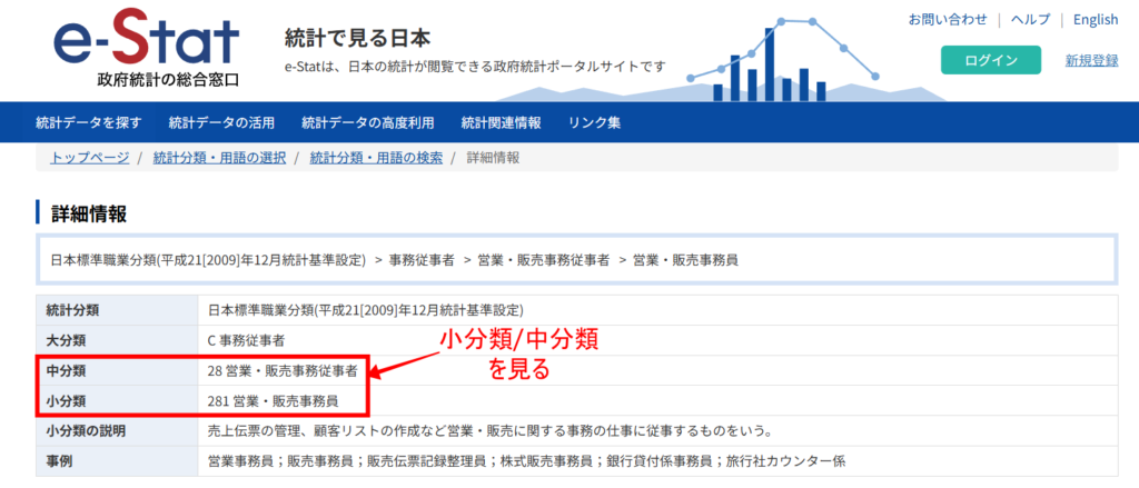 e-Stat政府統計の総合窓口の営業検索結果