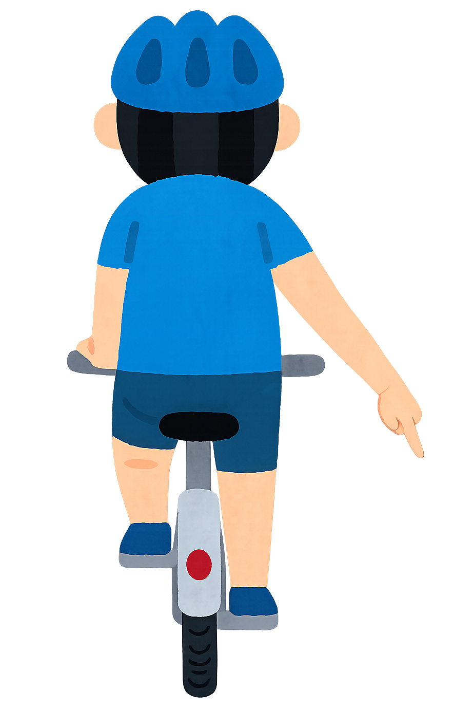 自転車の障害物注意のハンドサイン