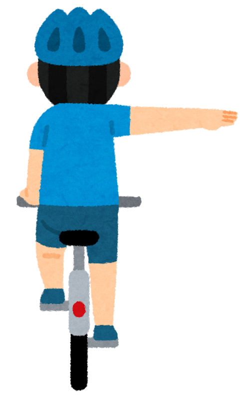 自転車の右折ハンドサイン