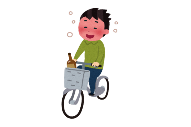 酒に酔って自転車を運転する人のイラスト
