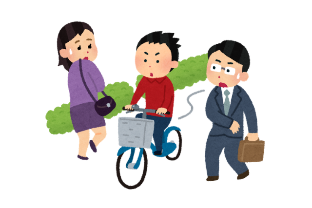 歩道を走る自転車